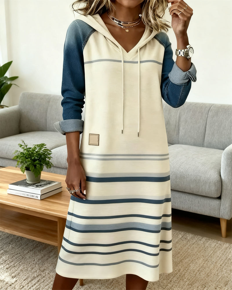 Natalie | Striped Hooded Dress with Color Mixing