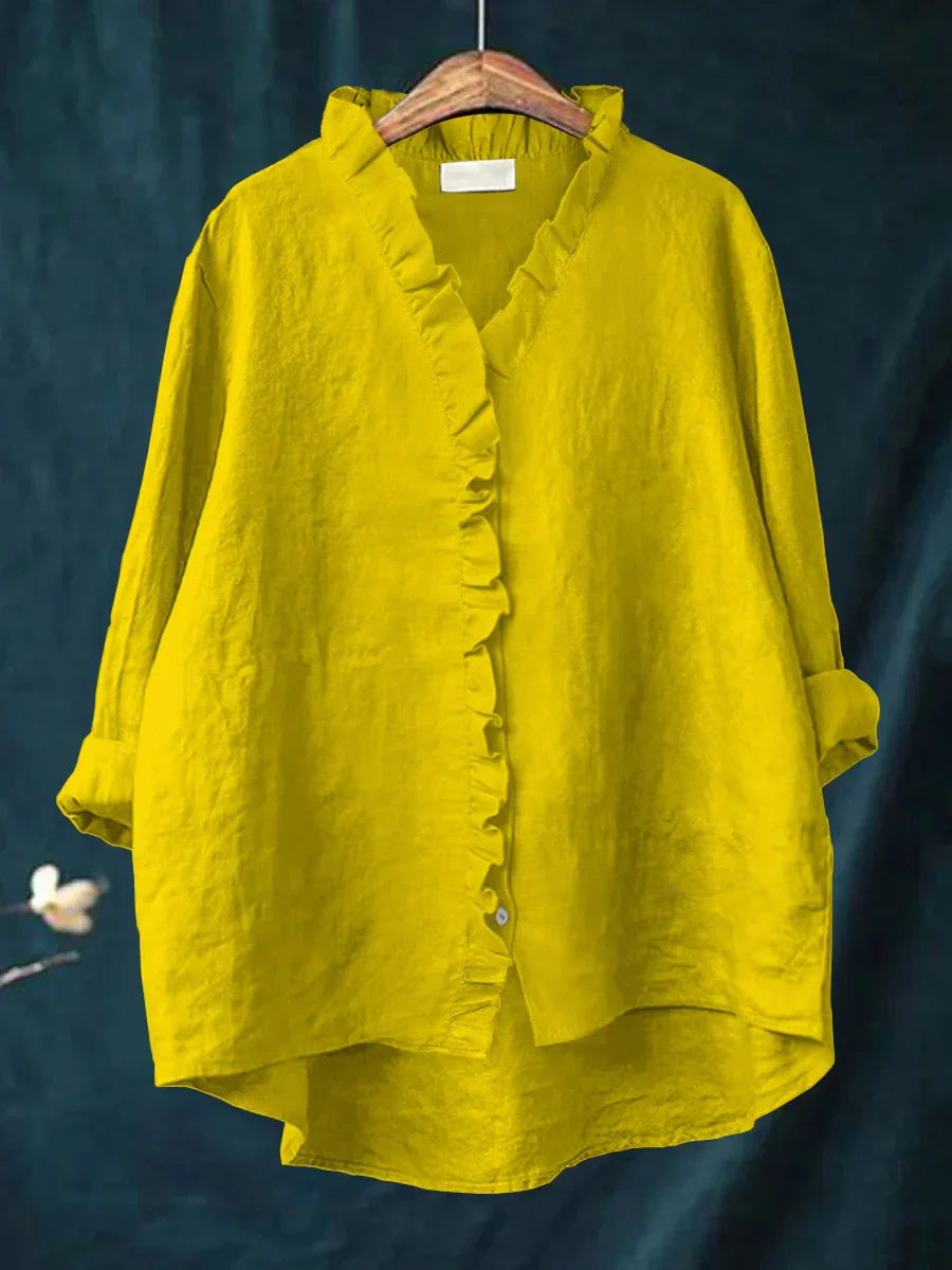 Lily | Casual Shirt with Ruffles in Cotton and Linen
