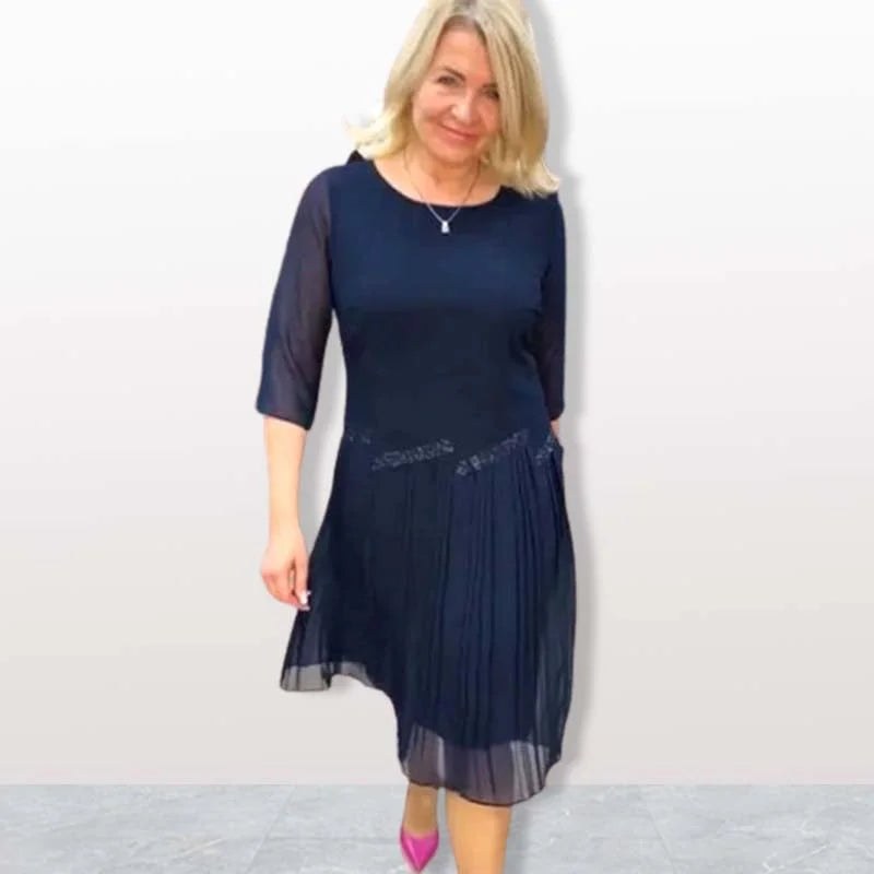 Eloise | Elegant Round Neck Midi Dress