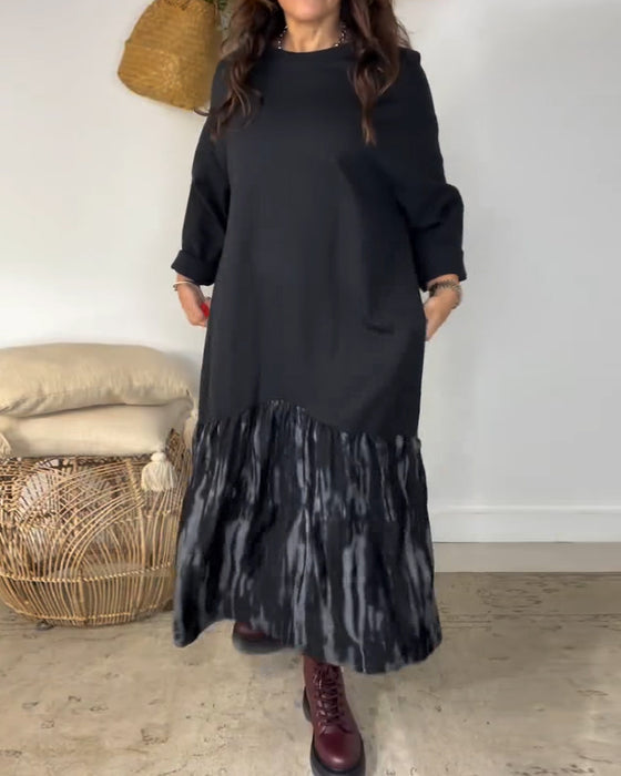Reese | Round Neck Dress with Irregular Patchwork Pattern