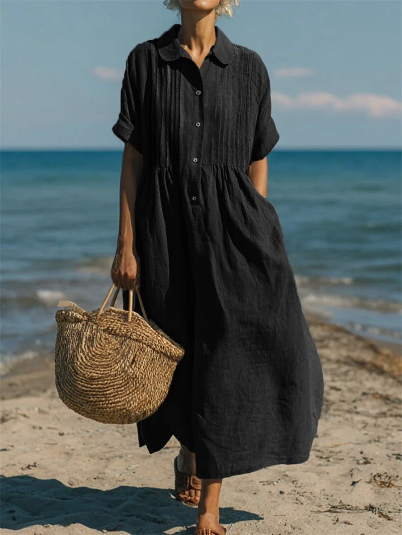 Delilah | Elegant, Loose Cotton Shirt Dress