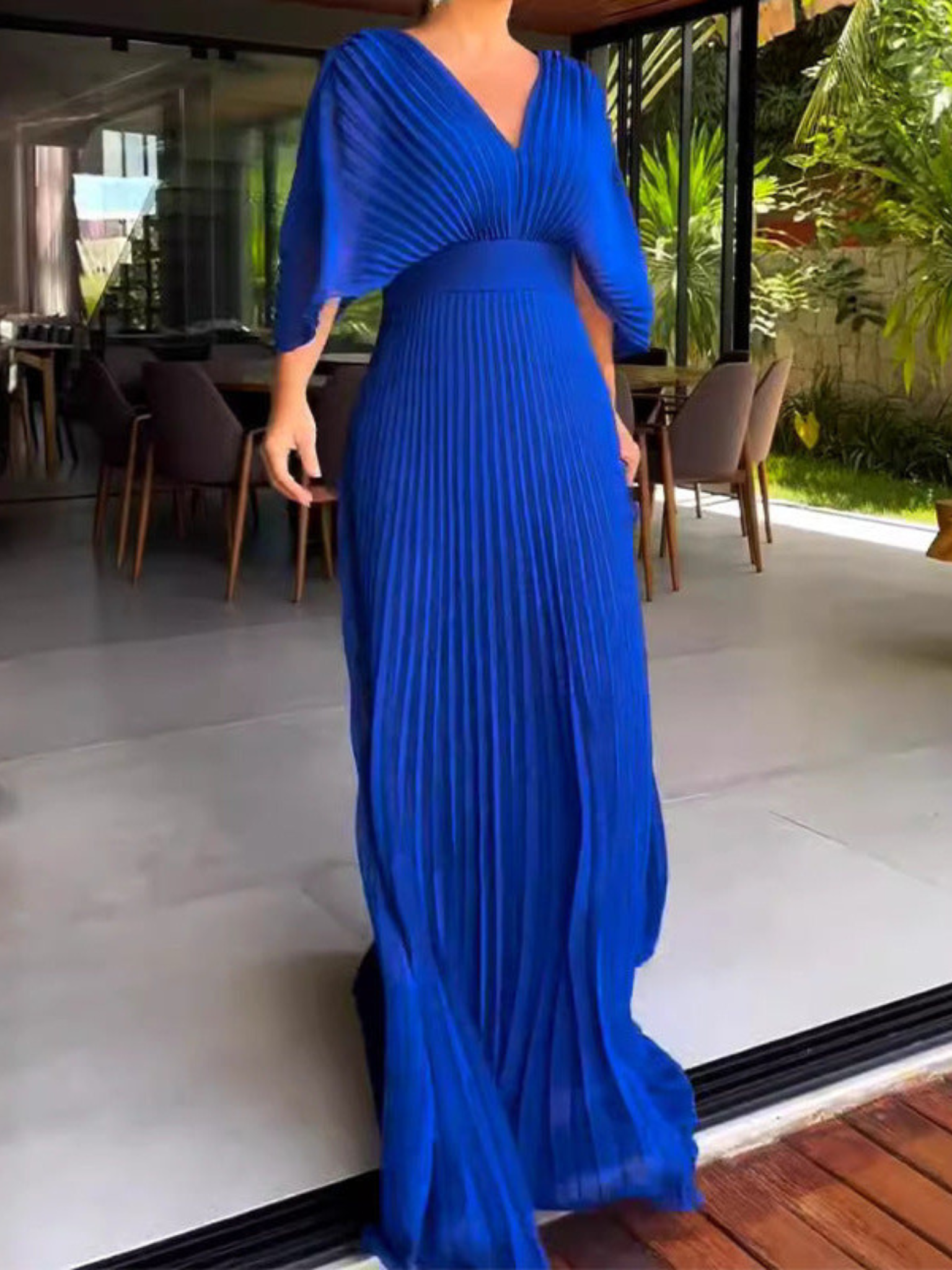 Maria | Lively Maxi Dress with Pleats