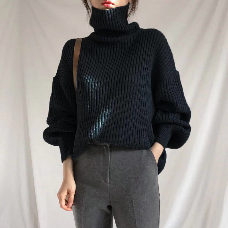 Jennifer | Luxury Pullover with High Collar and Balloon Sleeves