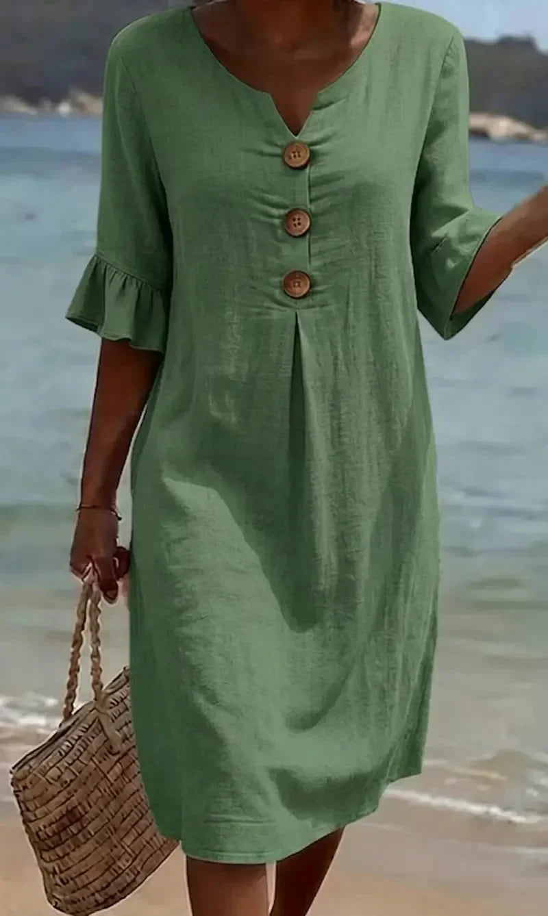 Dahlia | Elegant Mid-Length Dress with Buttons