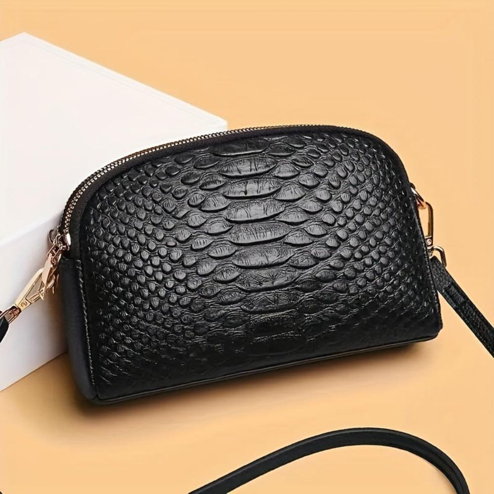 Emma | Beautiful Mini Crossbody Bag in Faux Leather with Crocodile Pattern