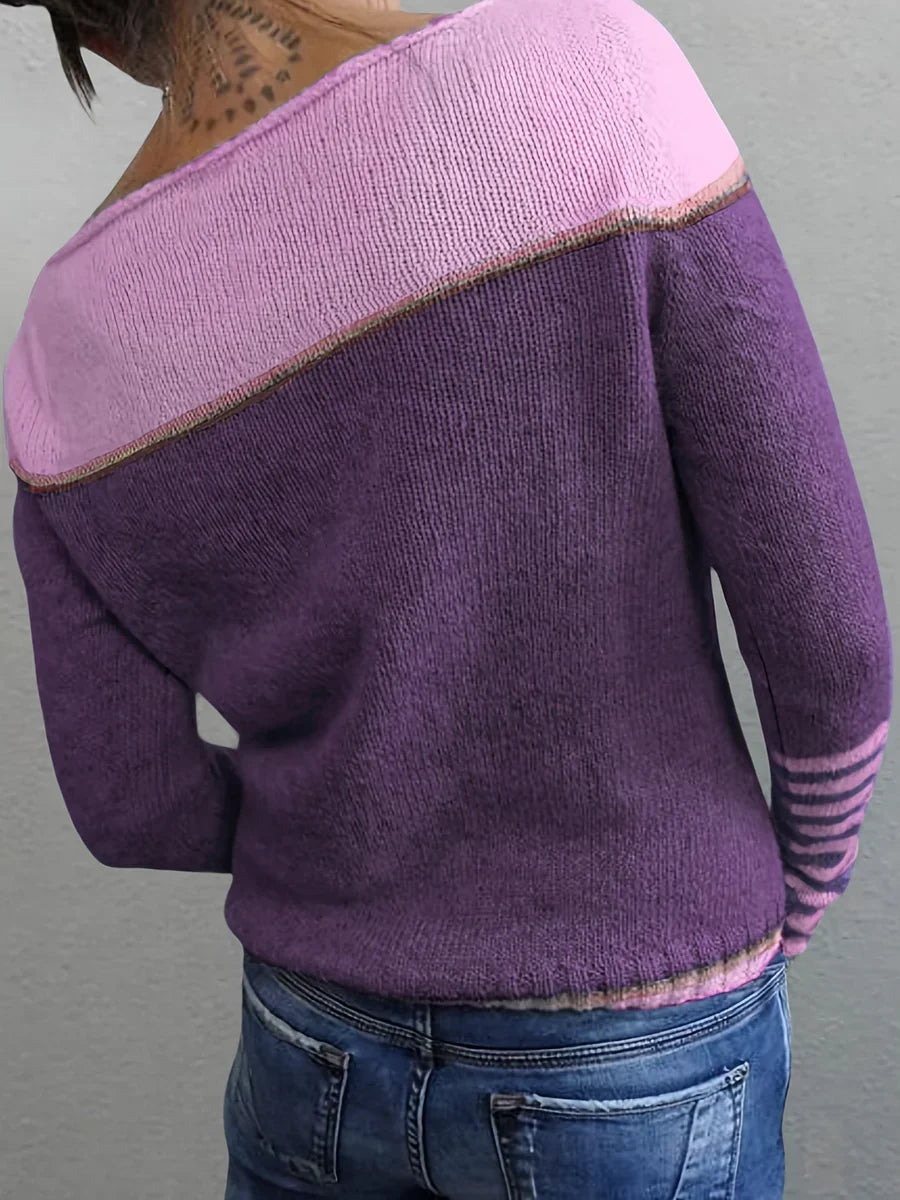 Callie | Long Sleeve Striped Knit Sweater
