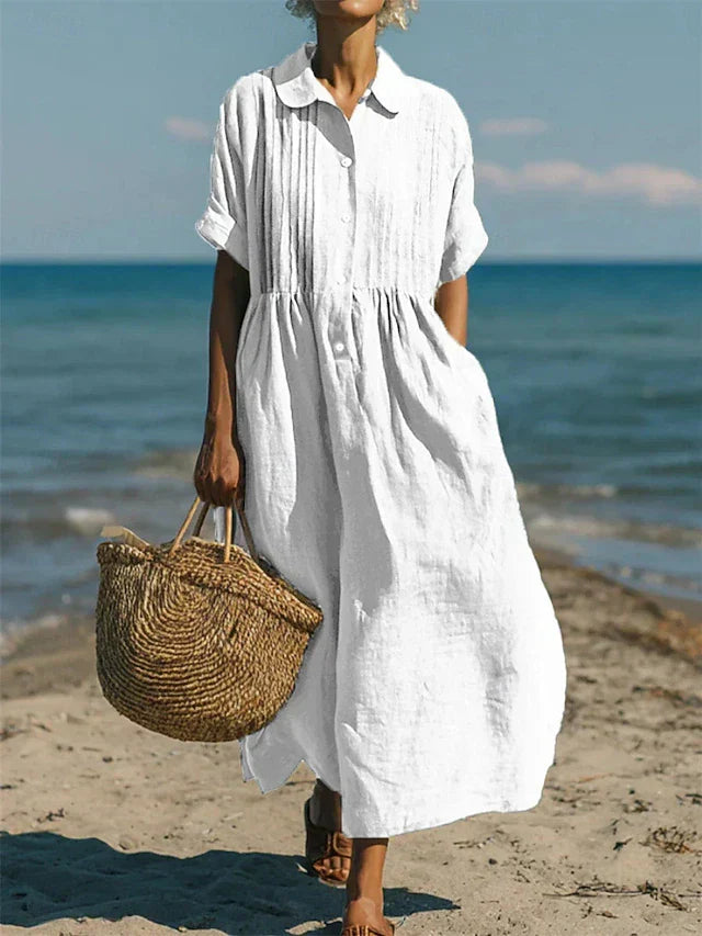 Delilah | Elegant, Loose Cotton Shirt Dress
