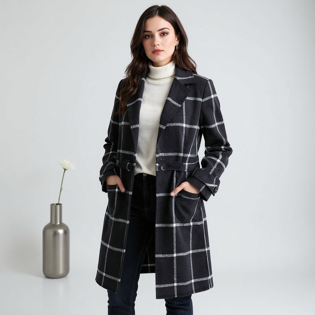 Lexi | Elegant Wool Check Coat
