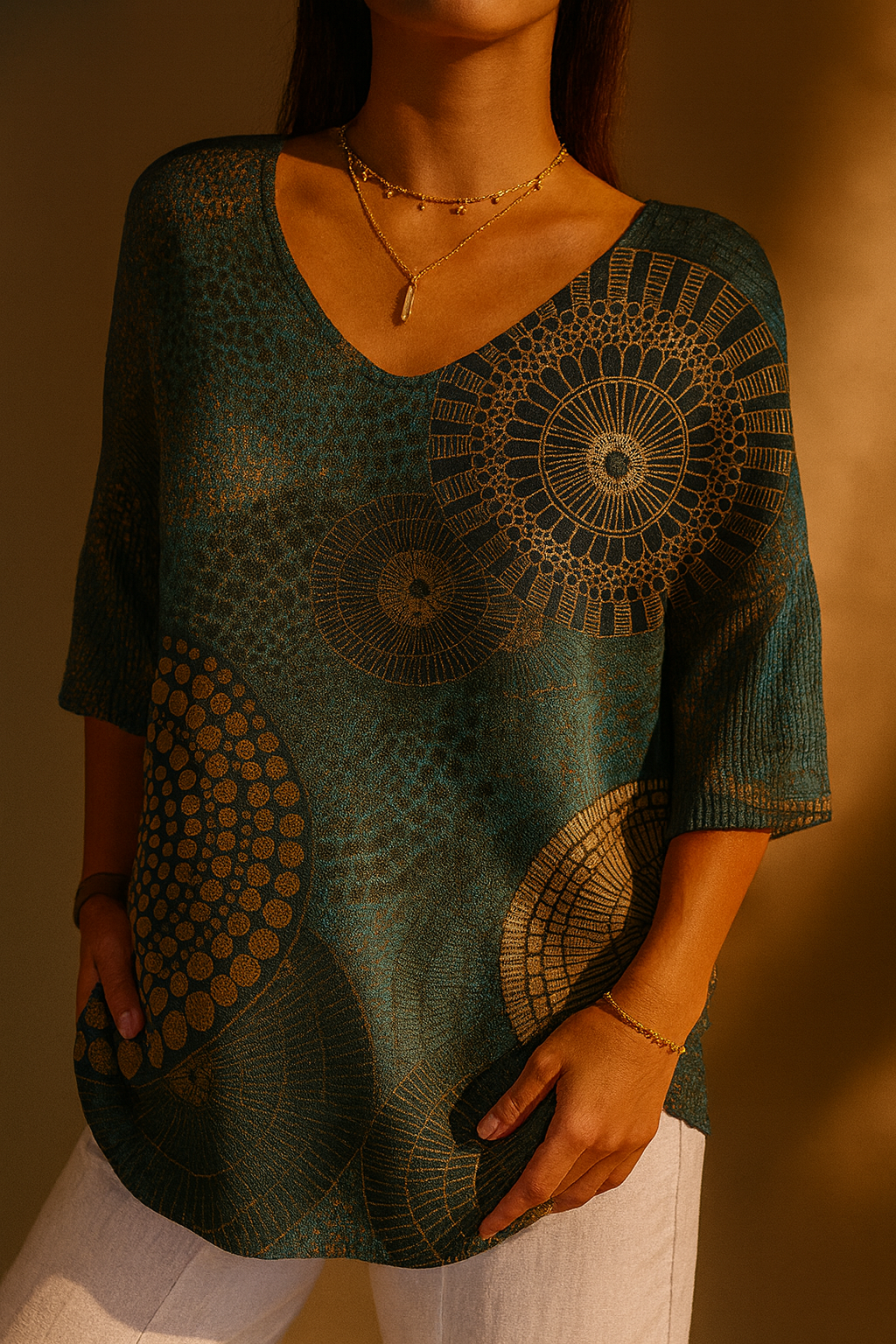 Isabella | Women's Vintage Circle Totem Abstract Geometry Casual Pullover Knit