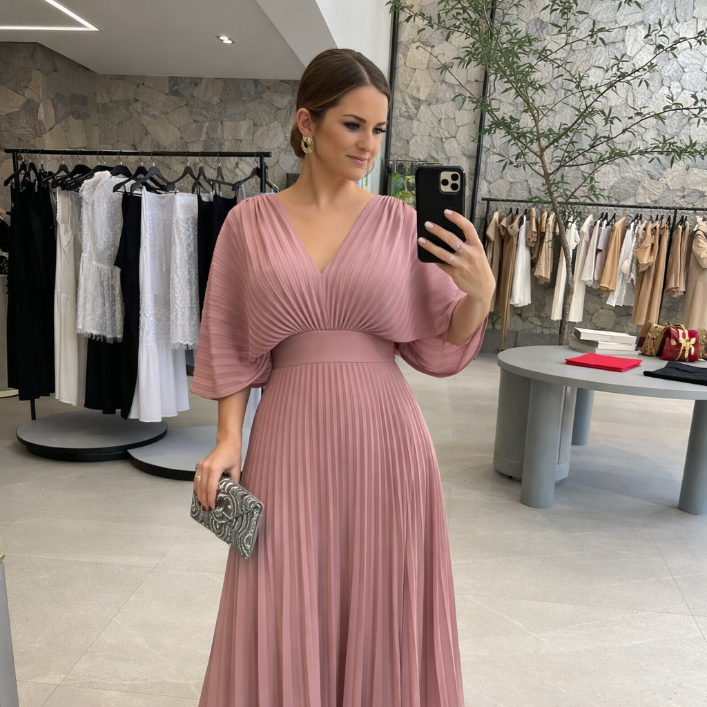 Maria | Lively Maxi Dress with Pleats