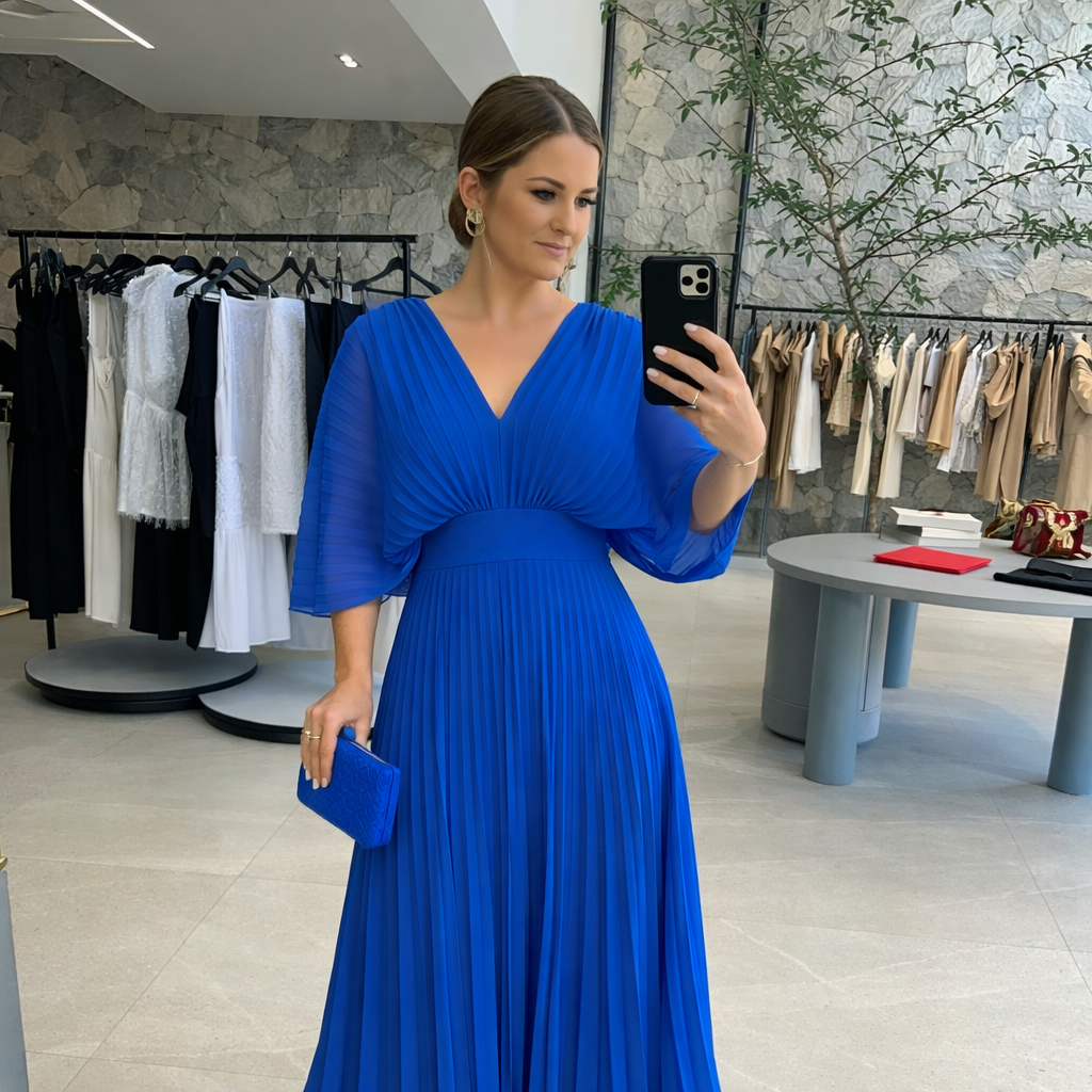 Maria | Lively Maxi Dress with Pleats
