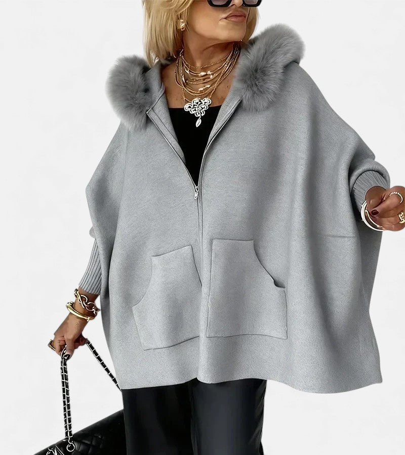 Leona | Casual Hooded Coat with Fur Collar