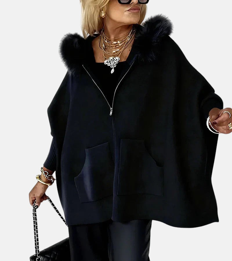 Leona | Casual Hooded Coat with Fur Collar