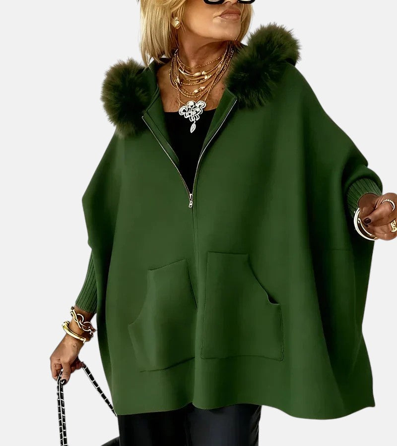 Leona | Casual Hooded Coat with Fur Collar