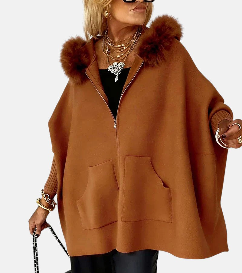 Leona | Casual Hooded Coat with Fur Collar