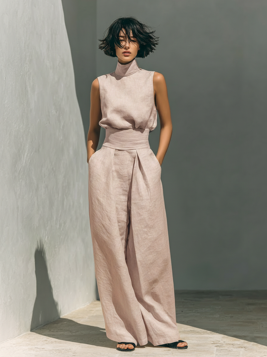 Freya | Sleeveless Blouse And Wide Leg Pants Set