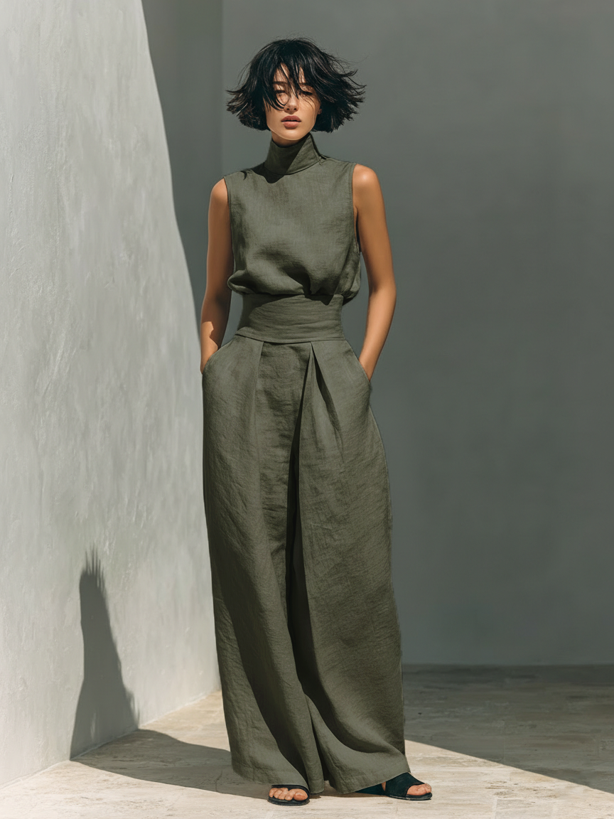Freya | Sleeveless Blouse And Wide Leg Pants Set