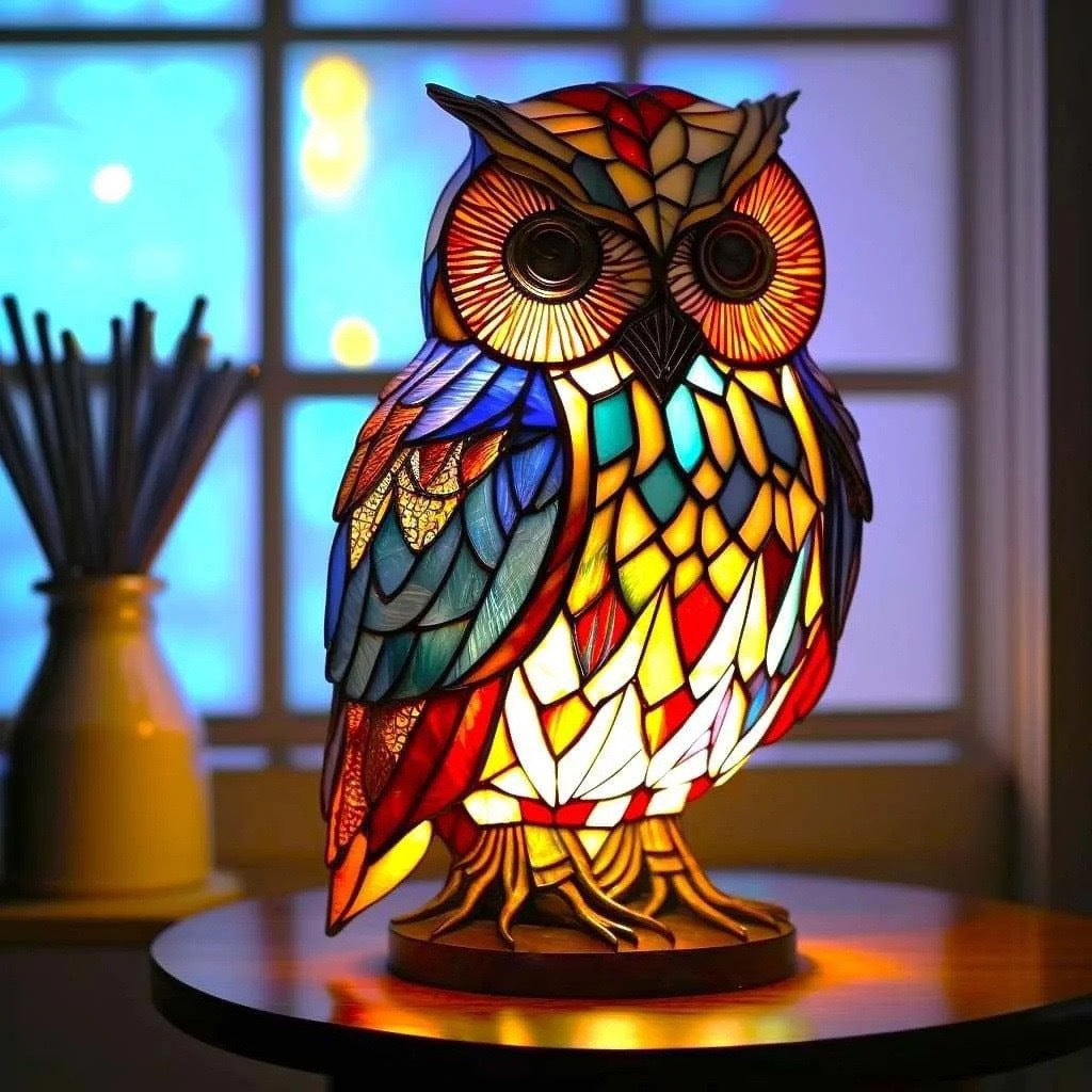 Loulou | Magical owl lamp in colored glass