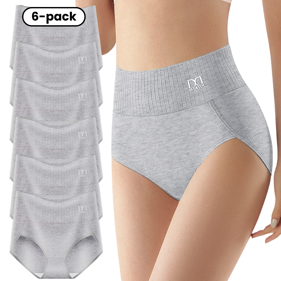Shaplex | 6-Pack Breathable and Comfortable High-Waisted Panties with Tummy Support