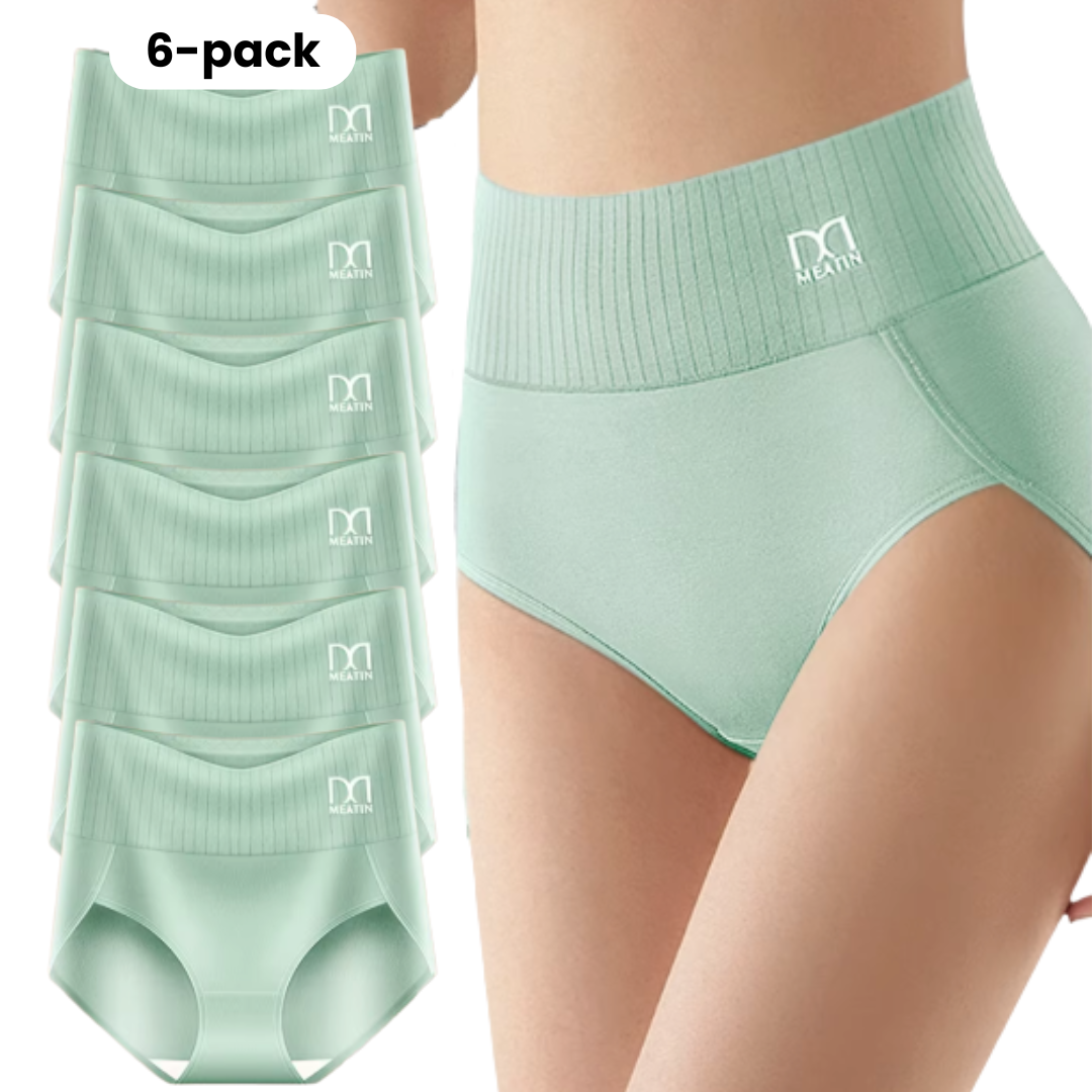 Shaplex | 6-Pack Breathable and Comfortable High-Waisted Panties with Tummy Support
