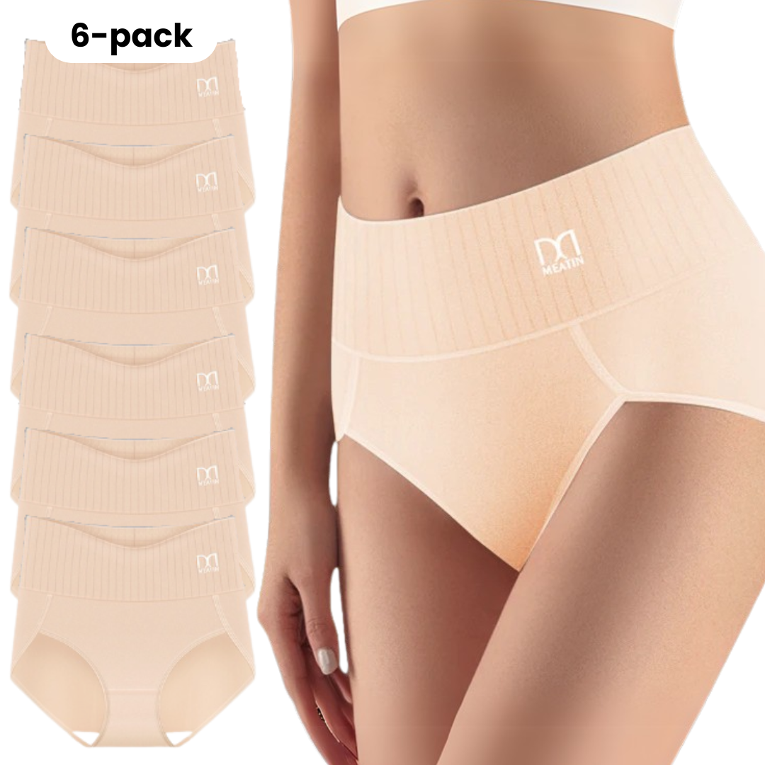 Shaplex | 6-Pack Breathable and Comfortable High-Waisted Panties with Tummy Support