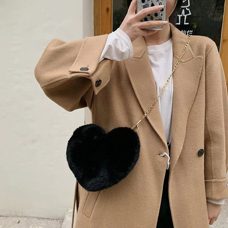 Geneva | Plush Heart Shoulder Bag