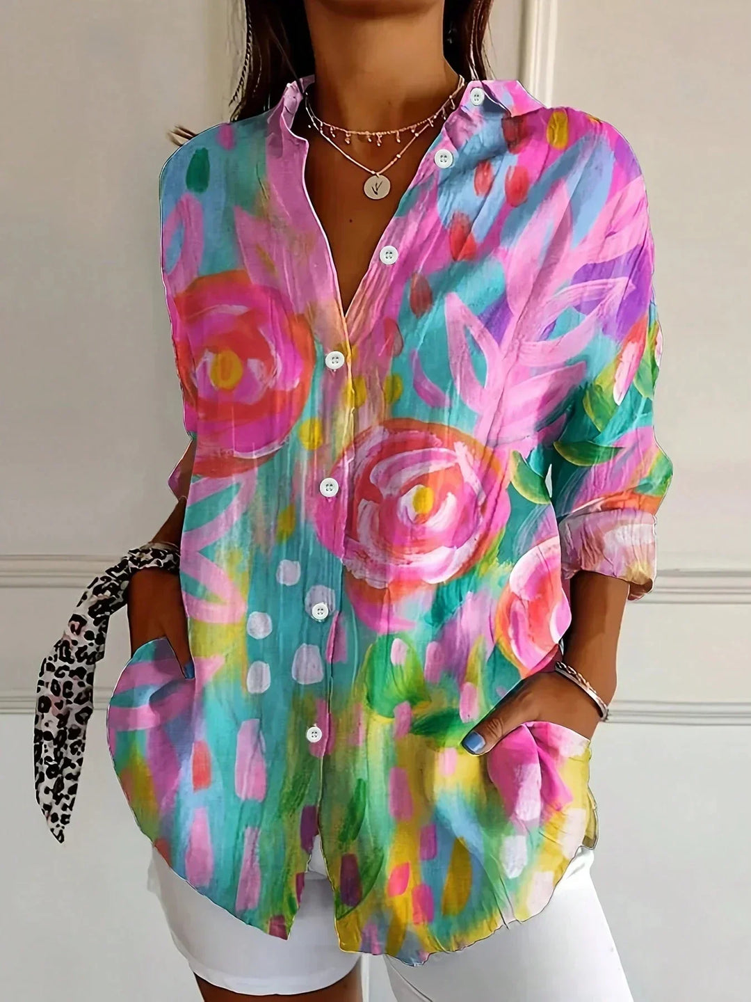 Brooklyn | Elegant Long Sleeve With Colorful Pattern Shirt