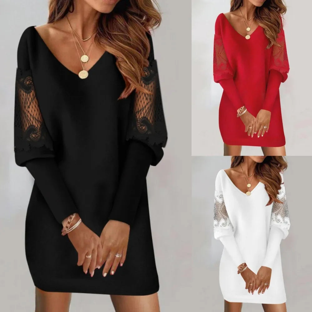 Marilyn | Elegant Lace-Sleeve Comfort Dress