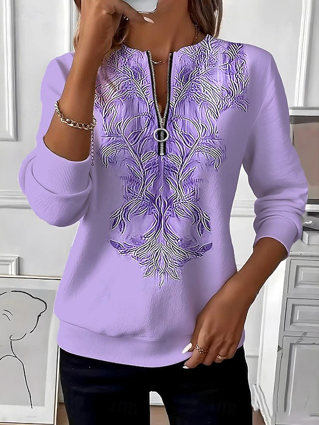 Alvilda | Elegant Embroidered Sweater with Half Zip