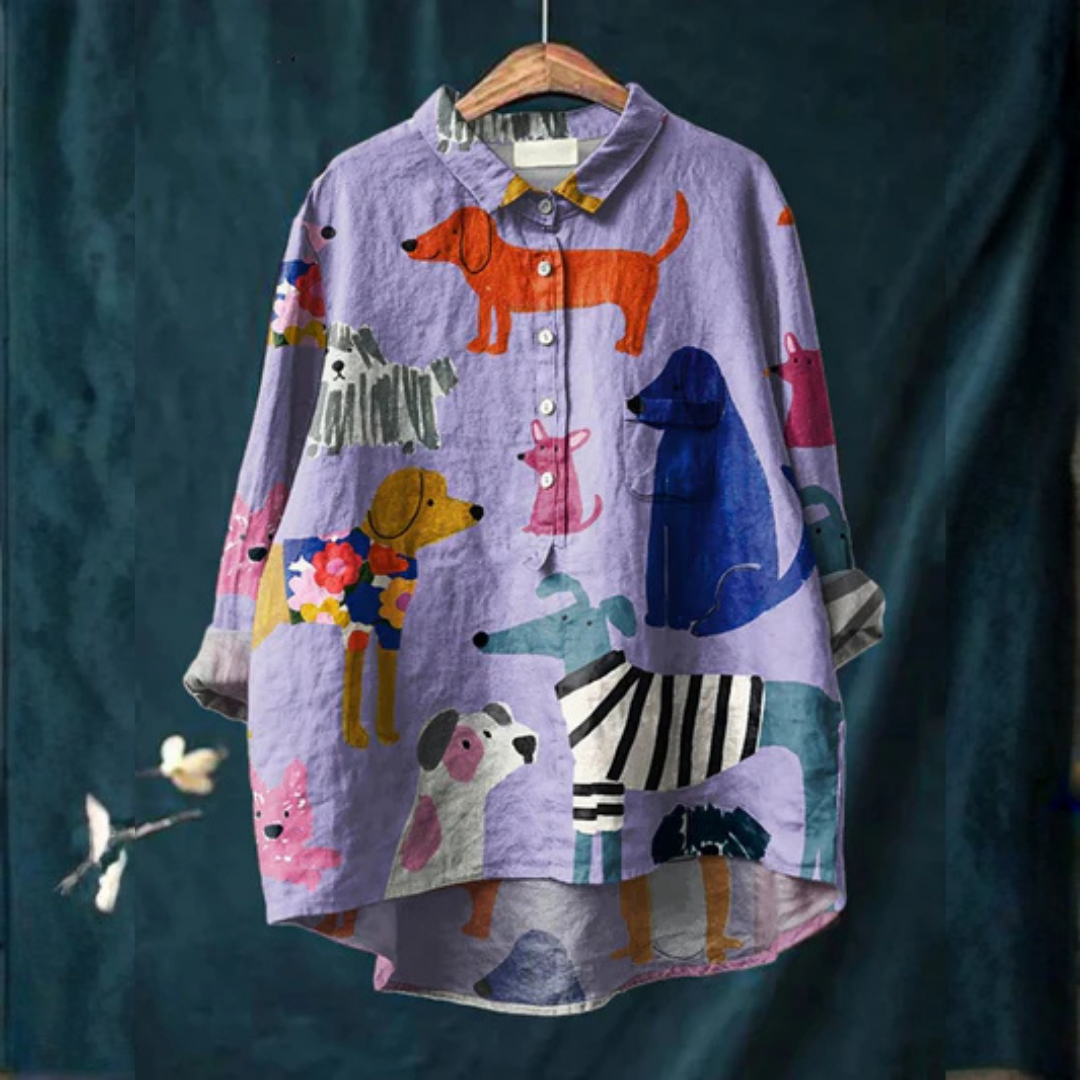 Brenda | Women's Dog Art Print Casual Shirt
