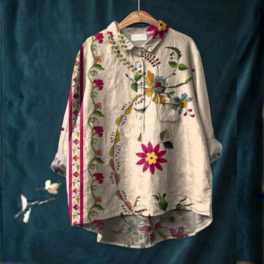 Jennifer | Women's Vintage Floral Art Print Casual Shirt