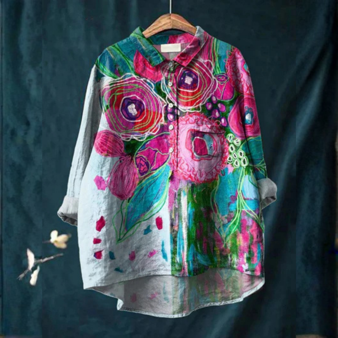 Lisa | Vintage Lovely Floral Art Print Casual Shirt