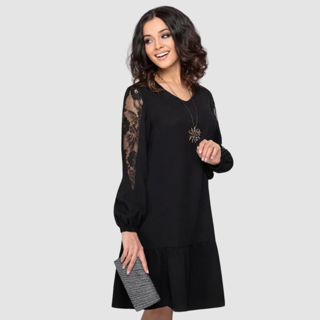 Mila | Lace-Sleeve Midi Dress