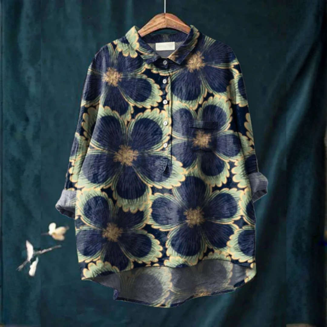 Anna | Women's Vintage Floral Art Print Casual Shirt