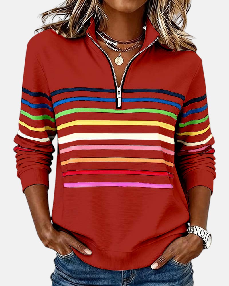 Alicia | STRIPED ZIP HOODIE