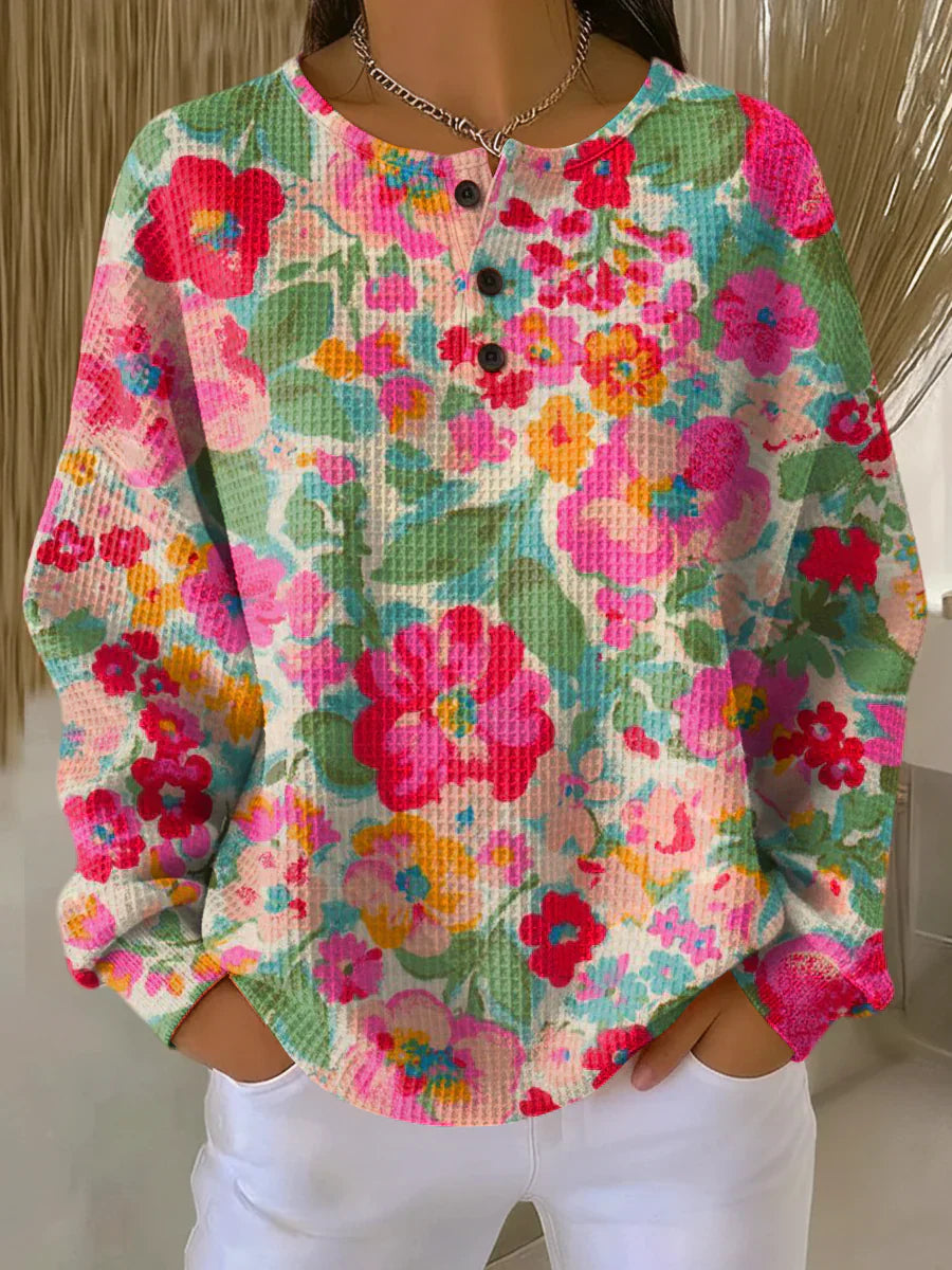 MAJA | Soft Sweater with Colorful Flowers