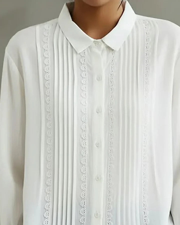 Nola | Linen and Cotton Shirt with Patchwork Lace