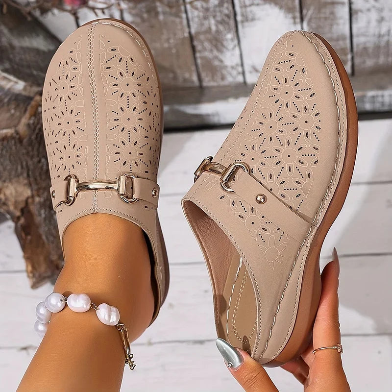 Cynthia | Casual Mules with Floral Pattern and No Laces