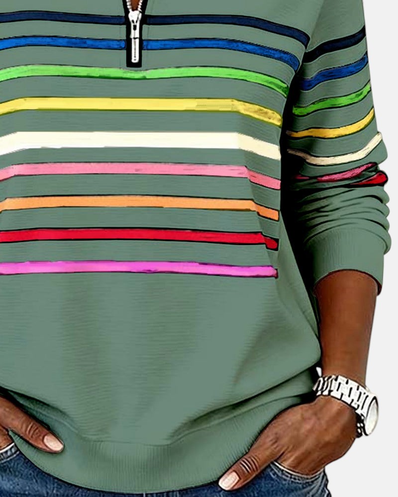 Alicia | STRIPED ZIP HOODIE