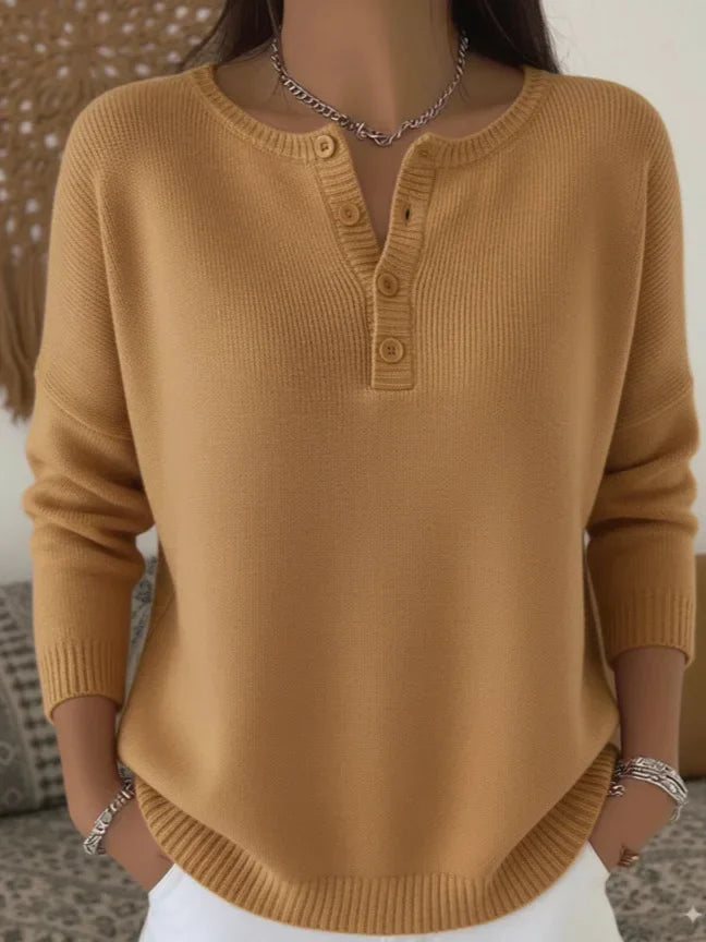 Raegan | Elegant Long Sleeve Sweater with Buttons