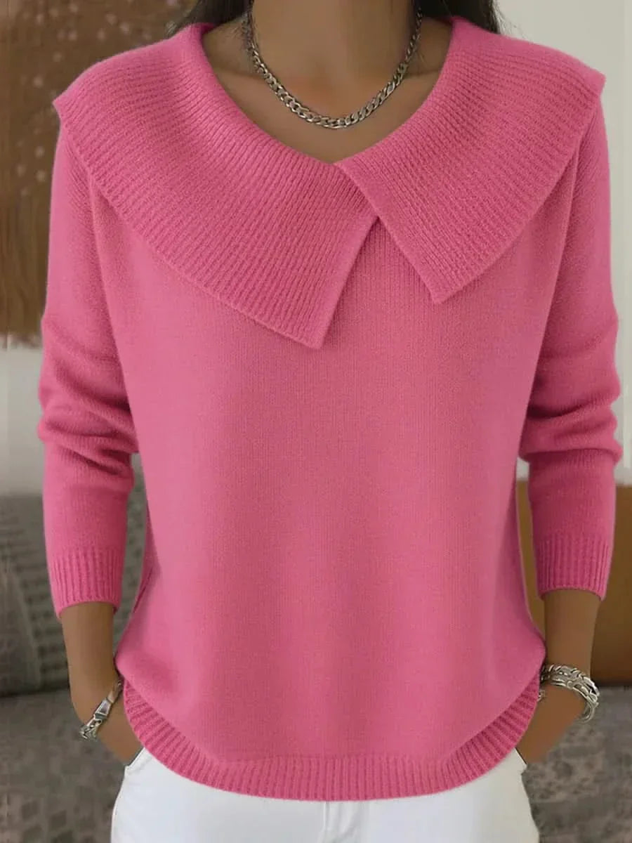Odette | Pink Ribbed Collar Sweater