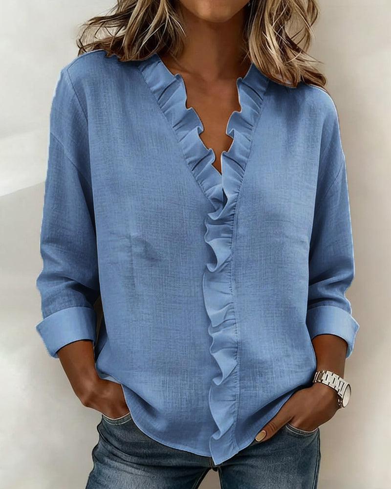 Sarah | Elegant long-sleeve blouse with V-neck