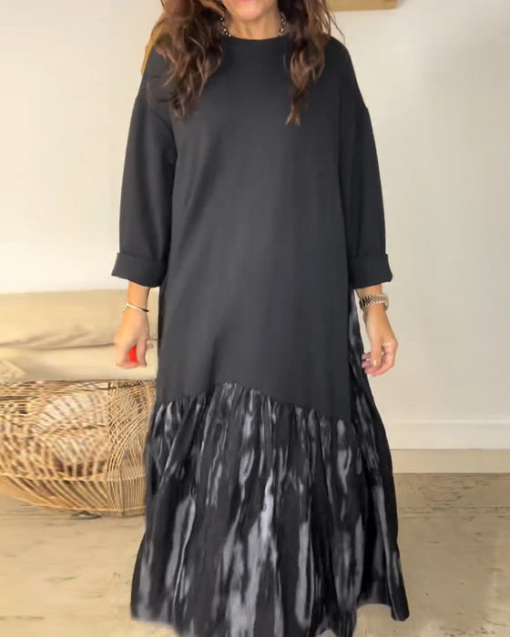 Reese | Round Neck Dress with Irregular Patchwork Pattern
