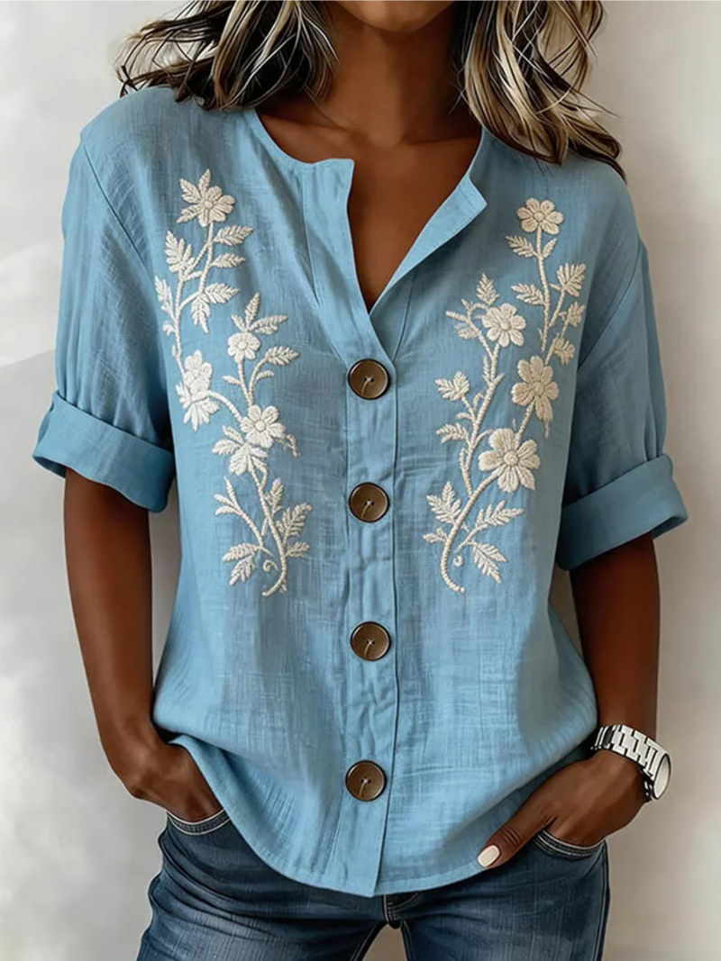 Gomez | Elegant Top With Floral Embroidery