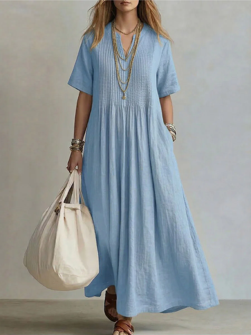 Madison | Elegant Dress with V-Neck and Short Sleeves