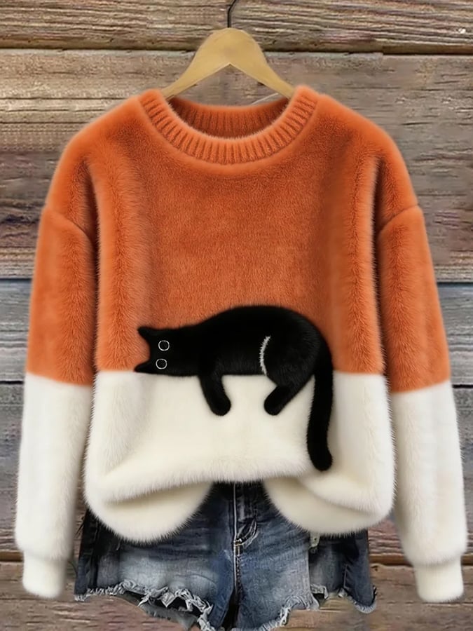 Julia | Women's Sweatshirt with Cat Graphic