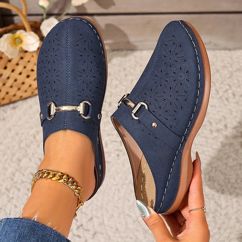 Cynthia | Casual Mules with Floral Pattern and No Laces