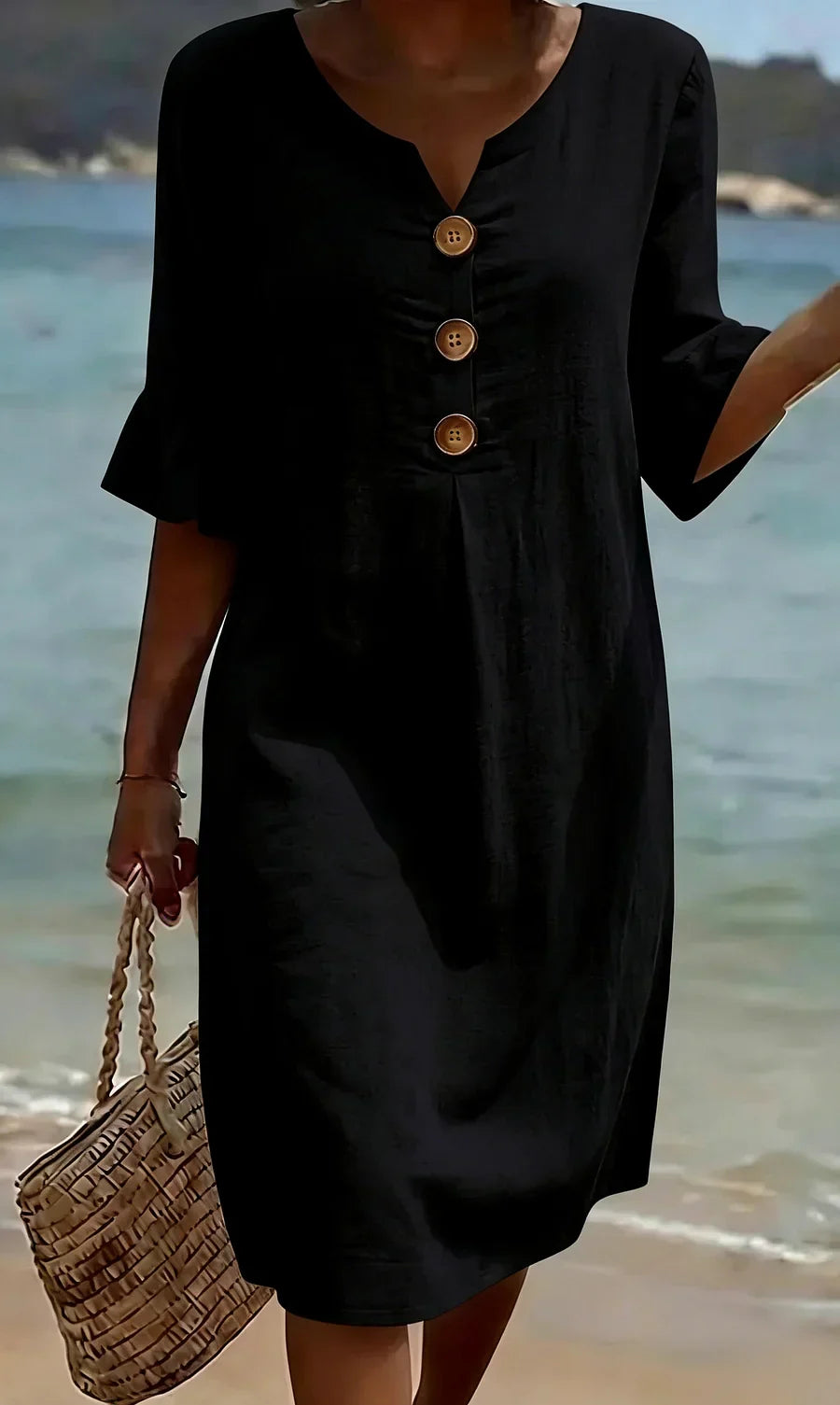 Dahlia | Elegant Mid-Length Dress with Buttons