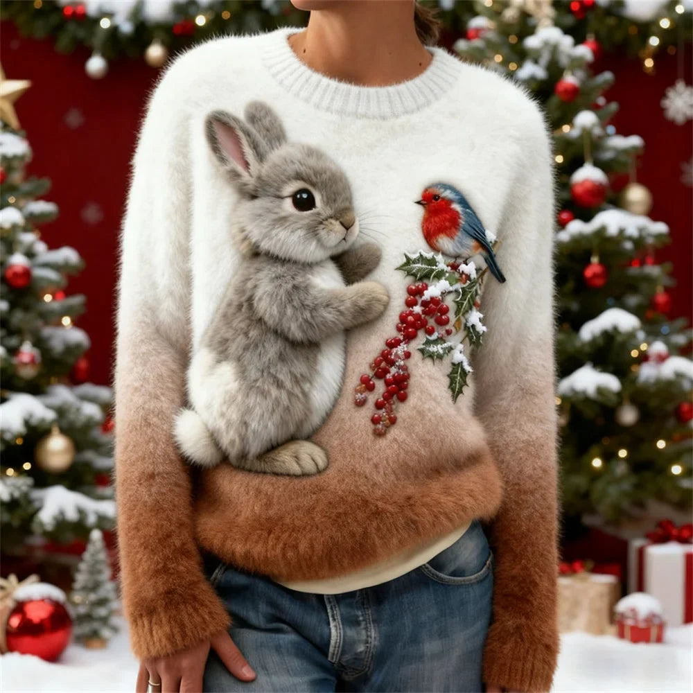 Brooklyn | Plush Sweater With a Christmas Rabbit
