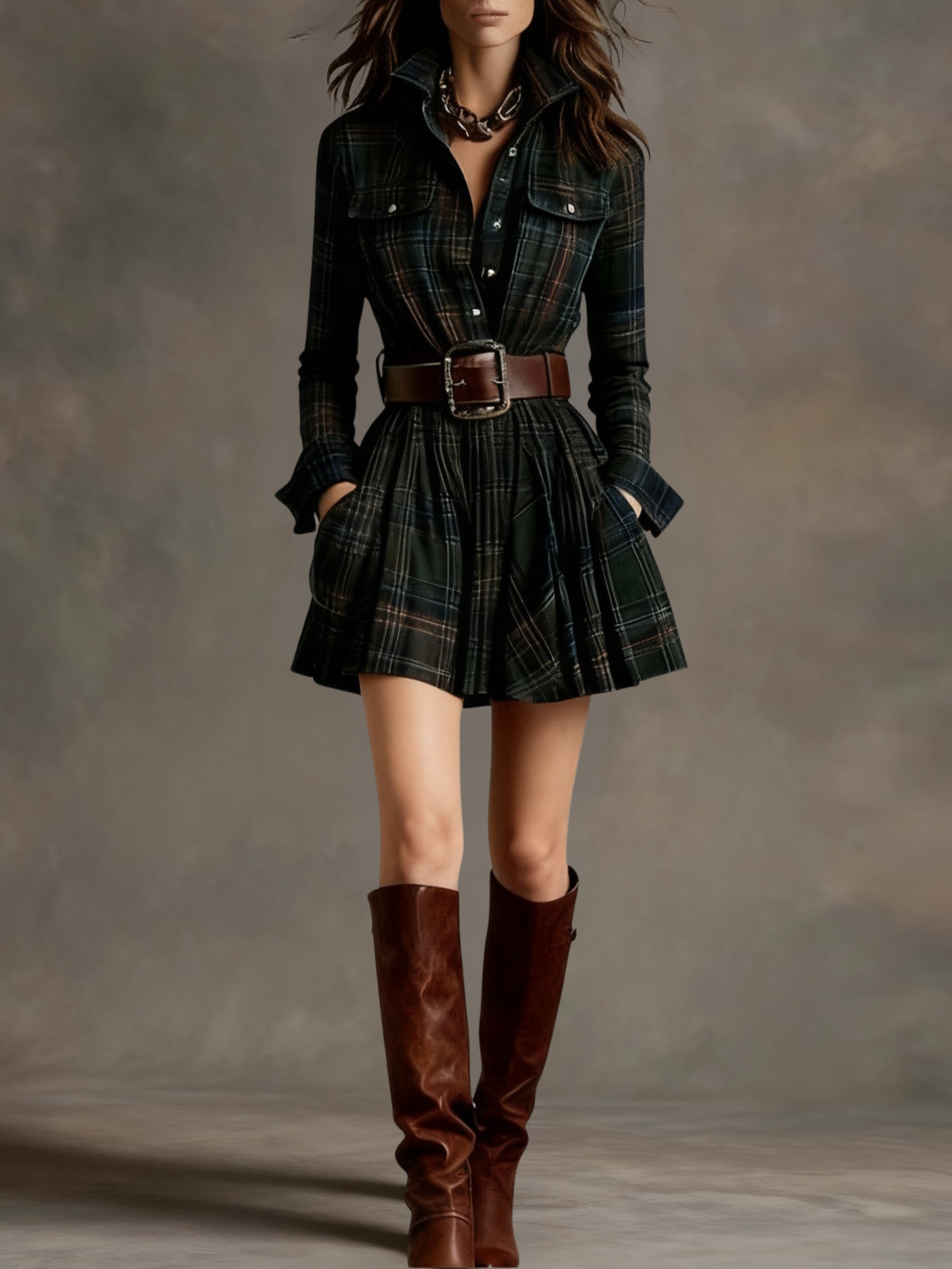 Camille | Vintage Checkered Short Shirt Dress